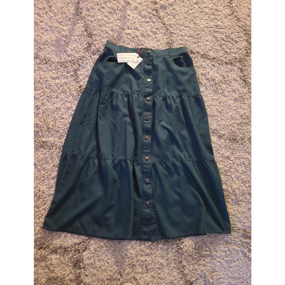 Standards And Practices Women's NWT Olive Green Maxi Skirt Size 14 Buttons